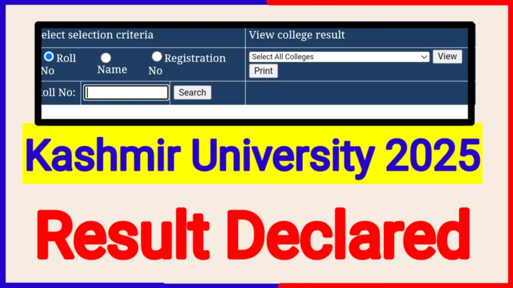 Kashmir University Results 2025 released for various programmes